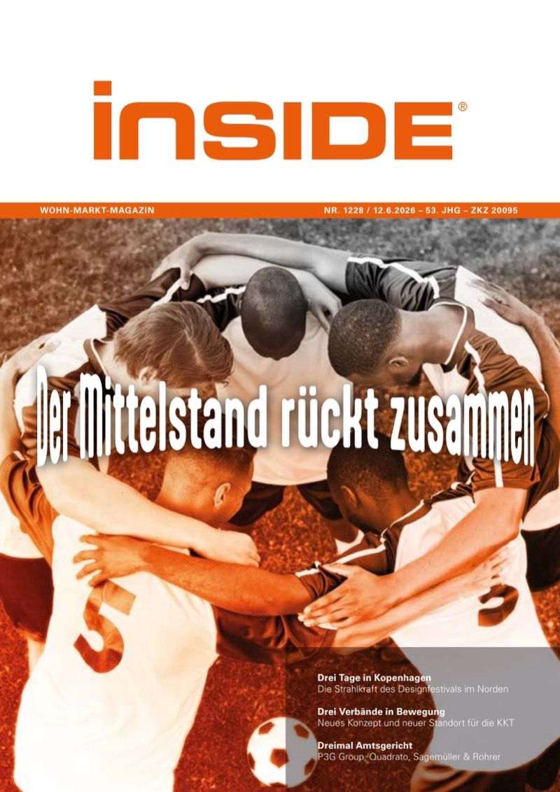 Titelseite des INSIDE Wohn-Markt-Magazins Nr. 1228 mit dem Nachbericht zum INSIDE-Branchen-Gipfel von Klaus Kallenbrunnen und Professor Hendrik Rust